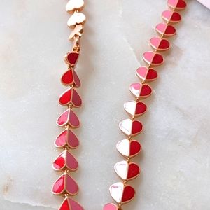 Kate Spade pink gold and red heart necklace